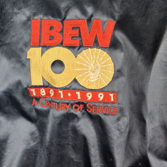 Vtg King Louie IBEW A Century of Service 1891-1991 Satin Bomber Jacket 2XL Blue - Picture 4 of 6